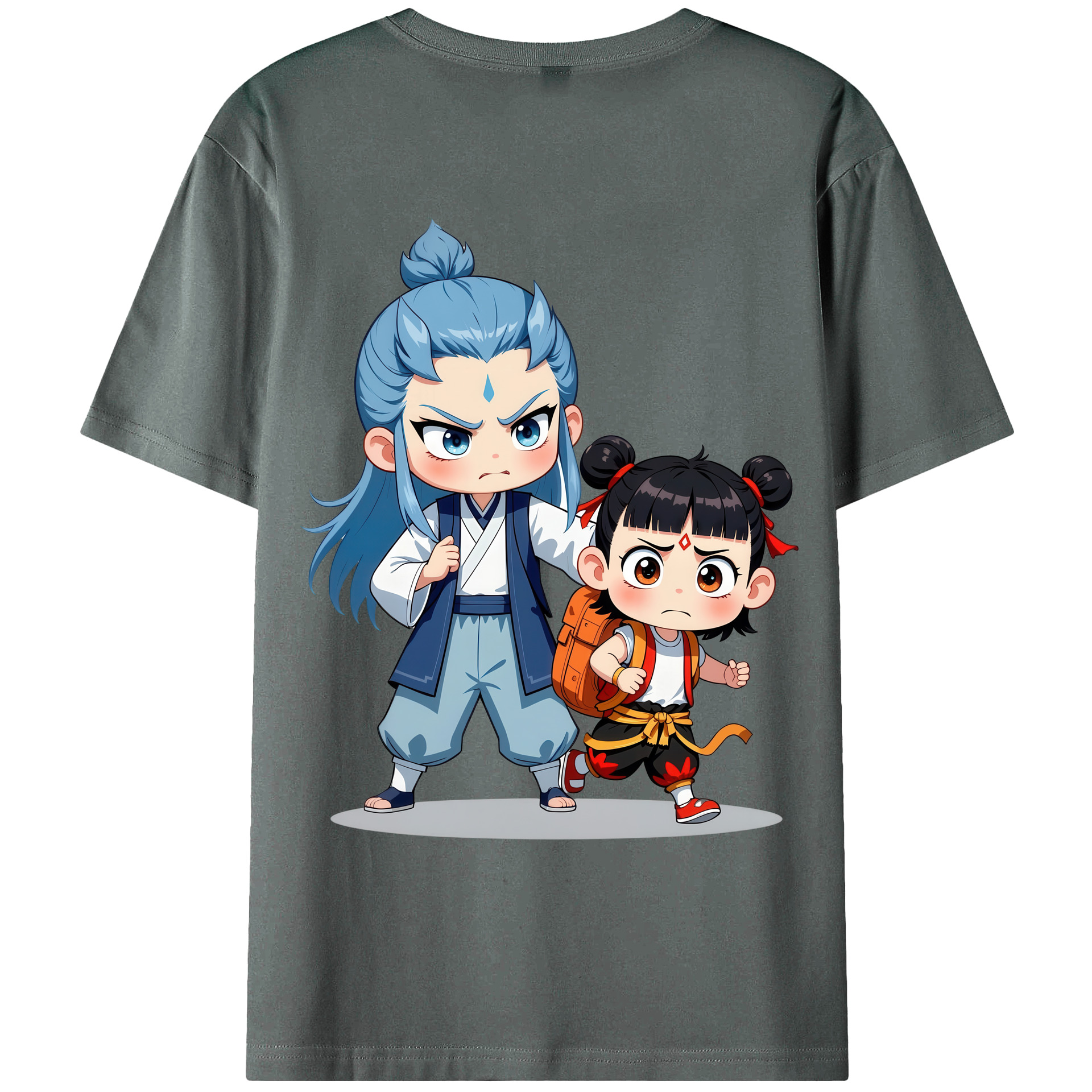 （画像用） Ne Zha 2 ナタ 魔童の大暴れ 綿100％ メンズ半袖Tシャツ（バックプリント） 通気性
